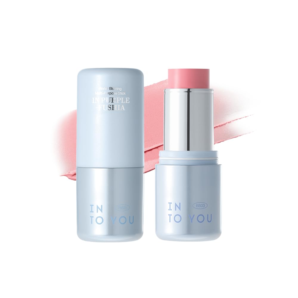 INTO YOU Cream Blush Stick Water Blurring, 5 in 1 Multi-purpose Makeup Balm Stick, Hydrating Blush Tint for Cheeks & Eyes, Lightweight, Long Wearing, Easy to Apply & Blend, BS04