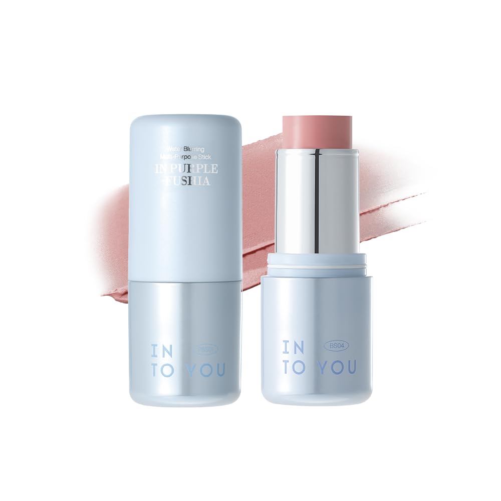 INTO YOU Cream Blush Stick Water Blurring, 5 in 1 Multi-purpose Makeup Balm Stick, Hydrating Blush Tint for Cheeks & Eyes, Lightweight, Long Wearing, Easy to Apply & Blend, BS04