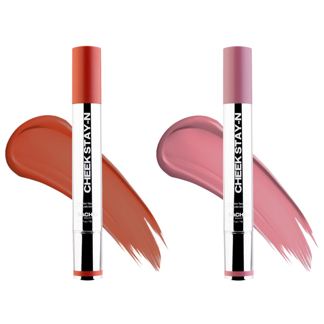 Sacheu Cheek STAY-N Liquid Blush for Cheeks — High Pigment, Buildable, Lightweight Cream Blush for Dewy & Radiant Flushed Cheeks — Long-lasting & Cruelty Free, I'm Flirty