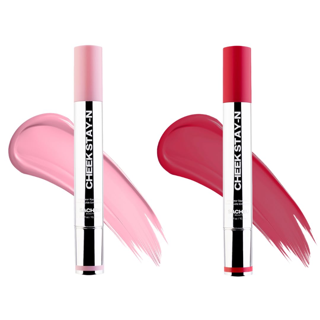 Sacheu Cheek STAY-N Liquid Blush for Cheeks — High Pigment, Buildable, Lightweight Cream Blush for Dewy & Radiant Flushed Cheeks — Long-lasting & Cruelty Free, I'm Flirty
