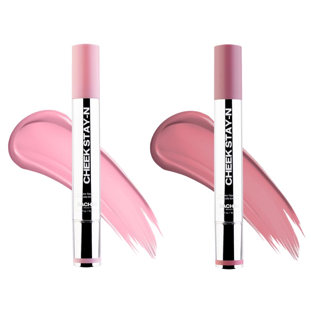Sacheu Cheek STAY-N Liquid Blush for Cheeks — High Pigment, Buildable, Lightweight Cream Blush for Dewy & Radiant Flushed Cheeks — Long-lasting & Cruelty Free, I'm Flirty