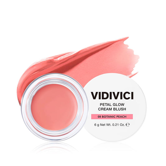 VIDIVICI Petal Glow Cream Blush, Multi-Shade Cream Blusher for Natural Radiant Cheeks, K-Beauty Long-Lasting Hydrating Color - 6g, 0.21oz (PEONY MILK)