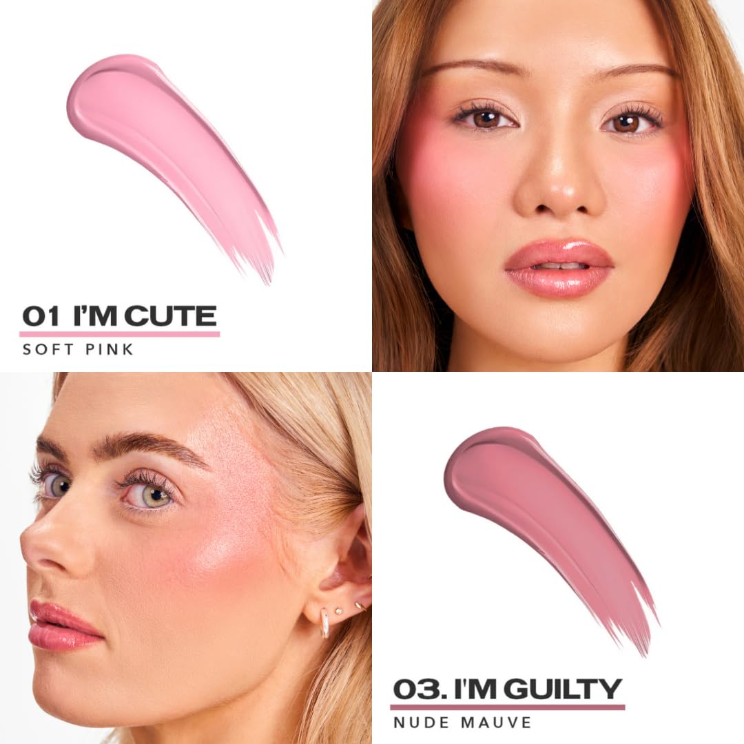Sacheu Cheek STAY-N Liquid Blush for Cheeks — High Pigment, Buildable, Lightweight Cream Blush for Dewy & Radiant Flushed Cheeks — Long-lasting & Cruelty Free, I'm Flirty