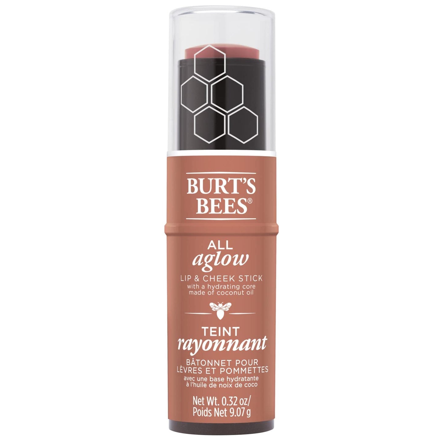 Burts Bees 100% Natural All Aglow Lip & Cheek Stick, Blush Bay - 1 Tube