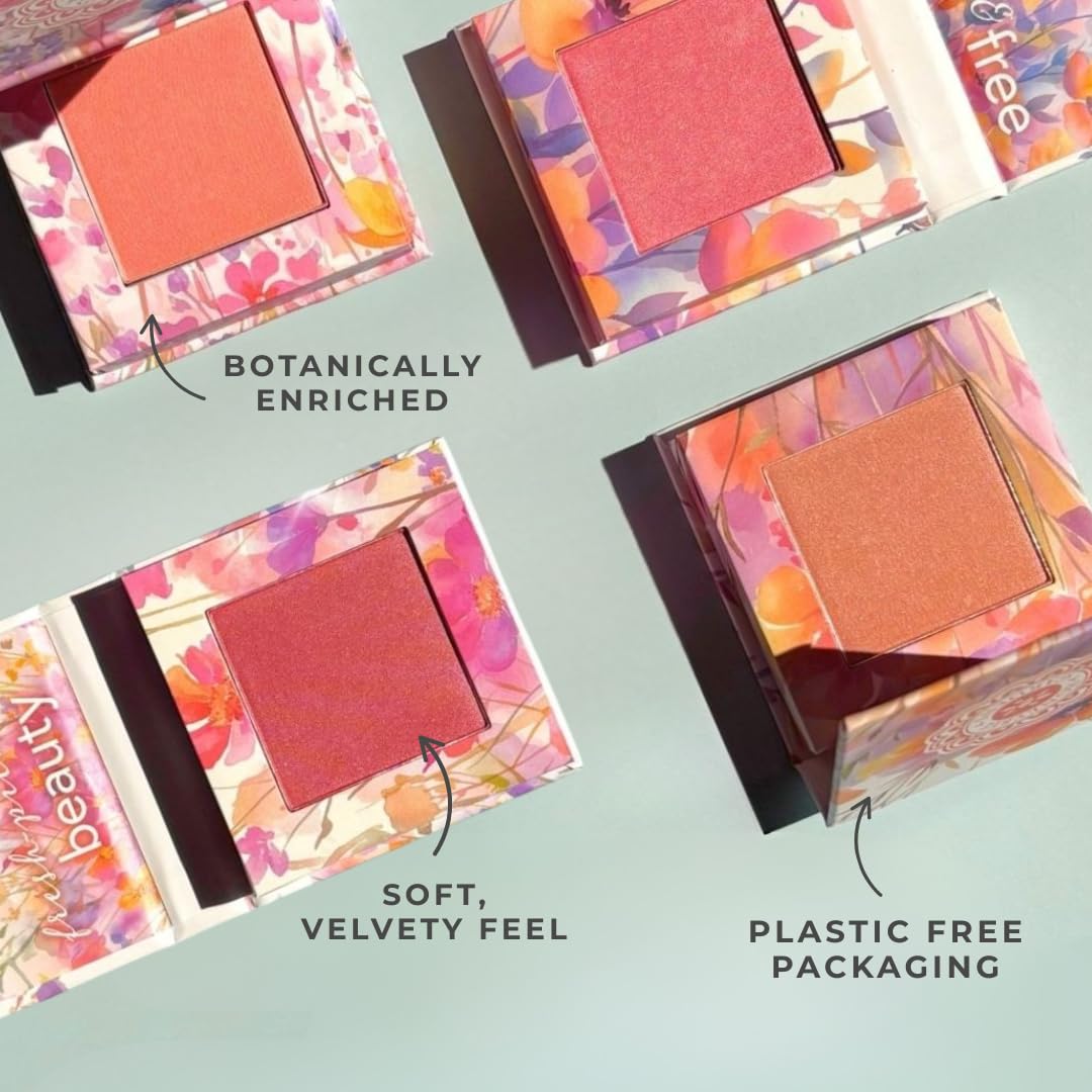 Honeybee Gardens Wildflower Blooming Blush, Vegan Pressed Powder, Natural Botanical Formula, 0.14oz (Poppy)