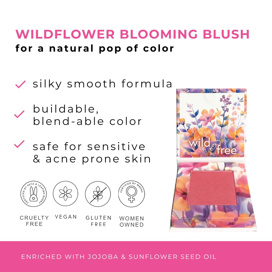Honeybee Gardens Wildflower Blooming Blush, Vegan Pressed Powder, Natural Botanical Formula, 0.14oz (Poppy)