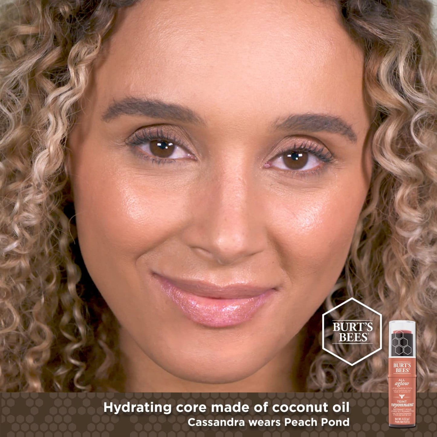 Burts Bees 100% Natural All Aglow Lip & Cheek Stick, Blush Bay - 1 Tube