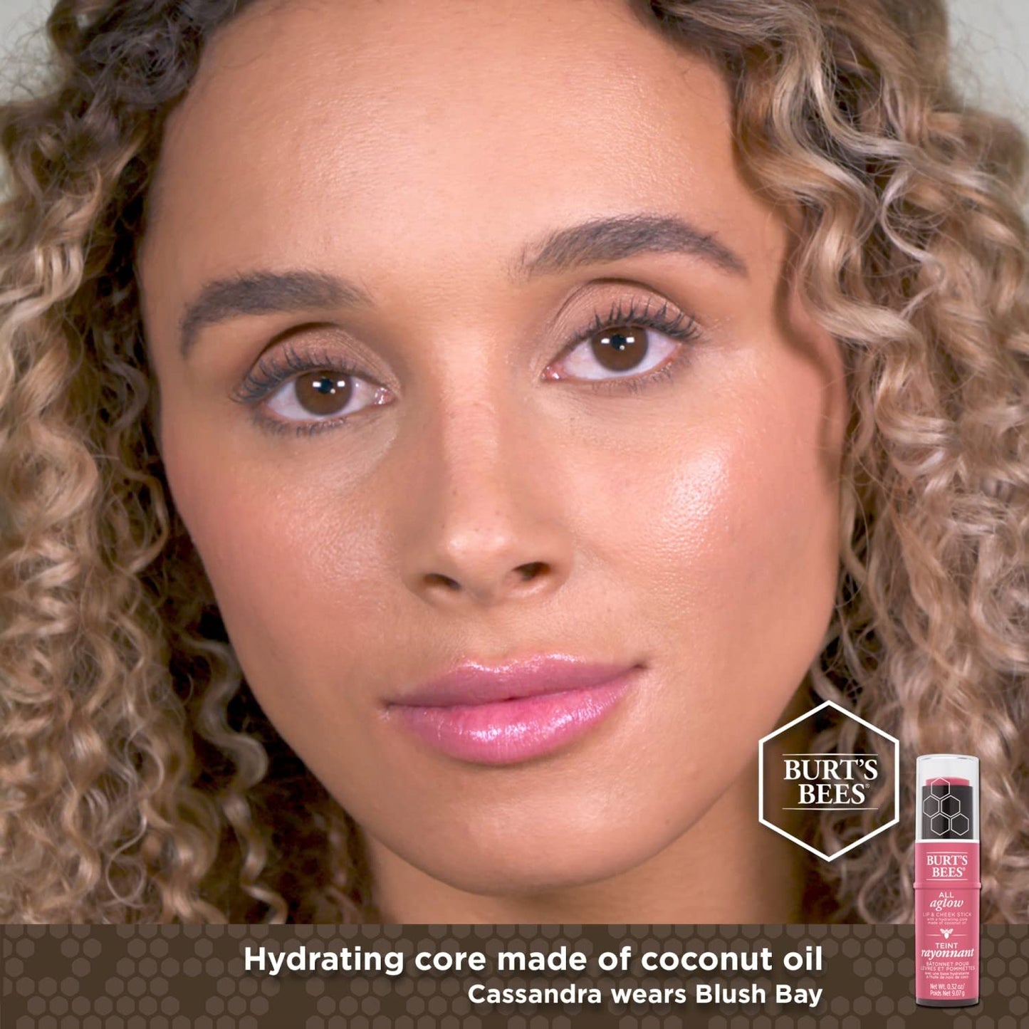 Burts Bees 100% Natural All Aglow Lip & Cheek Stick, Blush Bay - 1 Tube