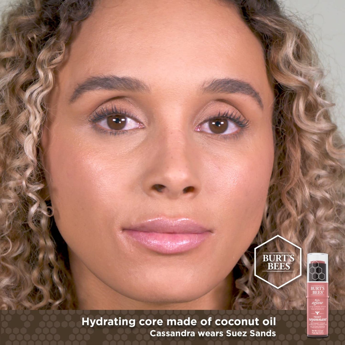 Burts Bees 100% Natural All Aglow Lip & Cheek Stick, Blush Bay - 1 Tube